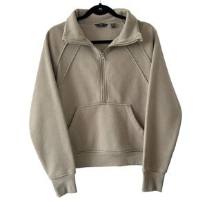 Danskin Mixed Rib Half Zip Beige Pullover Jacket - M